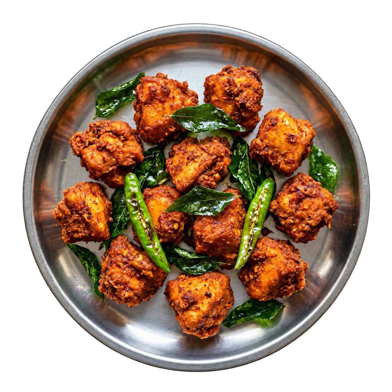 Chicken 65 Dry on a steel plate